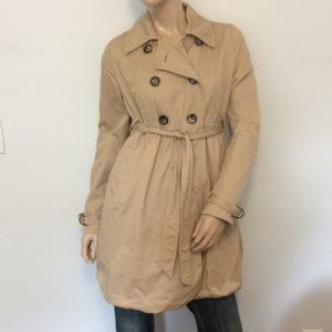 Liz Lange Maternity For TargetTrenchJacket Double Breasted Buttons Tan XS
